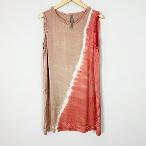 Raquel Allegra Silk Sleeveless Shift Dress Pink Tie Dye Boho Size 3 Large Women'